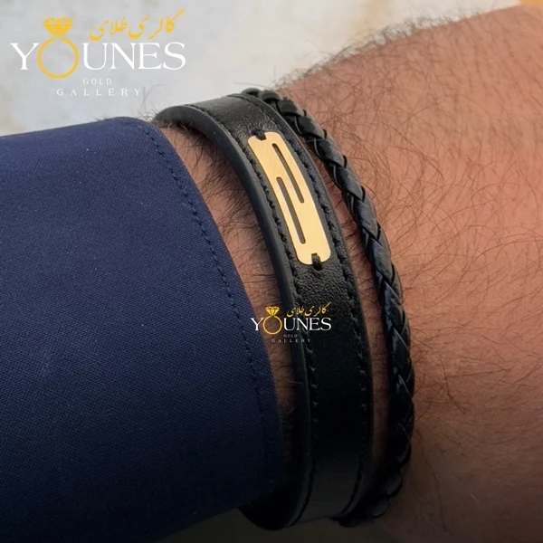 دستبند طلا چرم مردانه L143